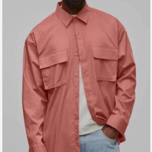 Mode of One Men's Long Sleeve Button Front Utility Shirt Sunbaked Clay Size M